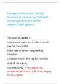 Managerial Economics (D0h52a) Summary of  the new pro 20241.When it comes to  determining where resources are most highly  valued by society, profits play the role of a - >>ANSWER>>signal