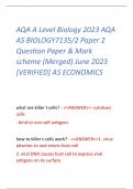 AQA A Level Biology 2023 AQA  AS BIOLOGY7135/2 Paper 2  Question Paper & Mark  scheme (Merged) June 2023  [VERIFIED] AS ECONOMICS what are killer t-cells? - >>ANSWER>>- cytotoxic  cells - bind to non-self antigens