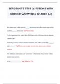 SERGEANT'S TEST QUESTIONS WITH  CORRECT ANSWERS { GRADED A+} 