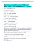 Fundamentals Of Nursing PN Exam 1 With 100% Correct And Verified Answers