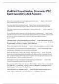 Certified Breastfeeding Counselor PCE Exam Questions And Answers.