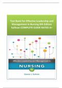 Test Bank For Effective Leadership and  Management in Nursing 9th Edition  Sullivan COMPLETE GUIDE RATED A+