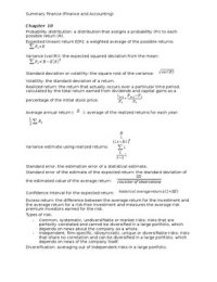 Summary Finance and accounting (Finance part)