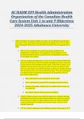 AU HADM 339 Health Administration |Organization of the Canadian Health Care System |Unit 1 to unit 9 Objectives 2024-2025 Athabasca University