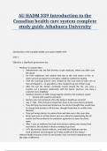 AU HADM 339 | Introduction to the Canadian health care system |complete study guide Athabasca University