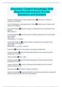 Chemistry Content Knowledge 5245 (Reactions/Structures) Review Questions and Answers