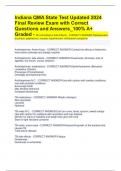 Indiana QMA State Test Updated 2024 Final Review Exam with Correct Questions and Answers_100% A+ Graded - Bronchodilators Side Effects - CORRECT ANSWER-Restlessness, dizziness, palpitations, nausea, hypertension, withdrawal symptoms
