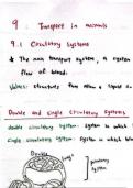 Summary - Year 10 Transport in Animals Biology