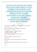 TCFP EXAM AND STUDY GUIDE  TEST BANK 2024 WITH ACTUAL  CORRECT QUESTIONS AND  VERIFIED DETAILED ANSWERS  |FREQUENTLY TESTED  QUESTIONS AND SOLUTIONS  |ALREADY GRADED  A+|NEWEST|GUARANTEED  PASS|LATEST UPDATE