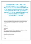 SOUTH UNIVERSITY NSG 6330  WOMENS HEALTH FINAL EXAM  WITH ACTUAL CORRECT QUESTIONS  AND VERIFIED DETAILED ANSWERS  |FREQUENTLY TESTED QUESTIONS  AND SOLUTIONS |ALREADY GRADED  A+|NEWEST|GUARANTEED  PASS|LATEST UPDATE