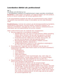 Samenvatting diëtist als professional doelstellingen blok 3.3 voeding en diëtetiek jaar 3