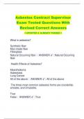 Asbestos Contract Supervisor  Exam Tested Questions With  Revised Correct Answers < UPDATED & ALREADY PASSED >