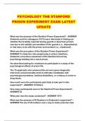 PSYCHOLOGY THE STANFORD PRISON EXPERIMENT EXAM LATEST UPDATE