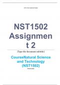 Exam (elaborations) •	Course •	Natural Science and Technology (NST1502) •	Institution •	University Of South Africa (Unisa) •	Book •	Natural Sciences and Technology for Grade 6 NST1502 Assignment 2 (COMPLETE ANSWERS) 2024 - DUE 18 June 2024 ; 100% TRUSTED 