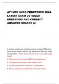 ATI MED SURG PROCTORED 2024 LATEST EXAM DETAILED QUESTIONS AND CORRECT ANSWERS GRADED A