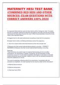 MATERNITY HESI TEST BANK (COMBINED RED HESI AND OTHER SOURCES) EXAM QUESTIONS WITH CORRECT ANSWERS 100% 2024