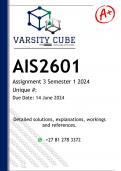 AIS2601 Assignment 3 (DETAILED ANSWERS) Semester 1 2024 - DISTINCTION GUARANTEED