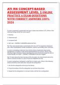 ATI RN CONCEPT-BASED ASSESSMENT LEVEL 1 ONLINE PRACTICE A EXAM QUESTIONS WITH CORRECT ANSWERS 100% 2024