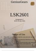LSK2601 Assignment 2 DUE 26 July 2024 (Questions & Answers)