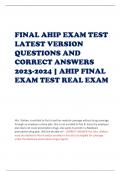 FINAL AHIP EXAM TEST LATEST VERSION QUESTIONS AND CORRECT ANSWERS 2023-2024 | AHIP FINAL EXAM TEST REAL EXAM