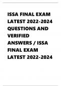 ISSA FINAL EXAM LATEST 2022-2024 QUESTIONS AND VERIFIED ANSWERS / ISSA FINAL EXAM LATEST 2022-2024