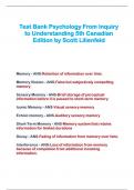 Test Bank Psychology From Inquiry  to Understanding 5th Canadian  Edition by Scott Lilienfeld