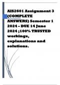 AIS2601 Assignment 3 (COMPLETE ANSWERS) Semester 1 2024 - DUE 14 June 2024 ;100% TRUSTED workings, explanations and solutions. 