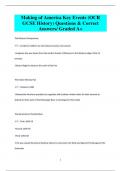 Making of America Key Events (OCR  GCSE History) Questions & Correct  Answers/ Graded A+