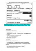 Pearson Edexcel Level 1/Level 2 GCSE (9–1) French 1FR0/4F PAPER 4: Writing in French June 2023 Question Paper and Mark Scheme merged