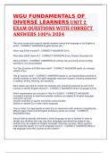 WGU FUNDAMENTALS OF DIVERSE LEARNERS UNIT 2 EXAM QUESTIONS WITH CORRECT ANSWERS 100% 2024