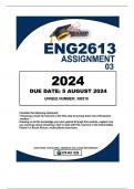 ENG2613 ASSIGNMENT 3 DUE 5 AUGUST 2024 Consider the following statement: “Choosing a book for learners is the first step to turning them into enthusiastic readers.” Drawing on all the knowledge you have gained through this module, explain how you would go