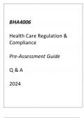 (Capella) BHA4006 Health Care Regulation & Compliance Pre-Assessment Guide Q & A 2024