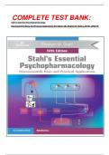 COMPLETE TEST BANK: Stahl's Essential Psychopharmacology: Neuroscientific Basis And Practical Applications 5th Edition (By Stephen M. Stahl) LATEST UPDATE  