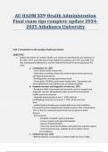 AU HADM 339 Health Administration |Final exam tips complete update 2024-2025 Athabasca University