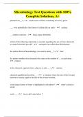 Microbiology Test Questions with 100% Complete Solutions, A+