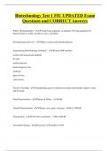 Biotechnology Test 1 FIU UPDATED Exam  Questions and CORRECT Answers