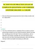 NC EMT STATE PRACTICE EXAM 145 COMPLETE QUESTIONS AND VERIFIED ANSWERS 2024-2025. A+ GRADE