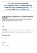 COUC 502 Human Growth and Development –Quiz- Foundations and Theories of Human Development 2024 new update Liberty University