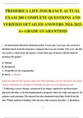 PRIMERICA LIFE INSURANCE ACTUAL EXAM 200 COMPLETE QUESTIONS AND VERIFIED DETAILED ANSWERS
