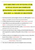 ONTARIO PRIVATE INVESTIGATOR ACTUAL EXAM 120 COMPLETE QUESTIONS AND VERIFIED ANSWERS