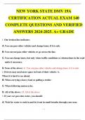 NEW YORK STATE DMV 19A CERTIFICATION ACTUAL EXAM 140 COMPLETE QUESTIONS AND ANSWERS