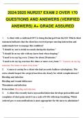 2024 2025 NUR257 EXAM 2 OVER 170 QUESTIONS AND ANSWERS (VERIFIED ANSWERS) A+ GRADE