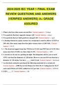 2024 2025 IEC YEAR 1 FINAL EXAM REVIEW QUESTIONS AND ANSWERS (VERIFIED ANSWERS)