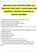 2024 2025 CSLB CONTRACTORS LAW PRACTICE TEST PART 2 QUESTIONS AND ANSWERS (VERIFIED