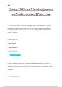 Nursing 120 Exam 2 Practice Questions  and Verified Answers | Passed | A+