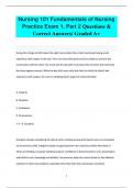 Nursing 101 Fundamentals of Nursing  Practice Exam 1, Part 2 Questions &  Correct Answers/ Graded A+