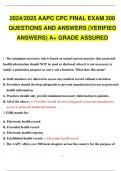 2024 2025 AAPC CPC FINAL EXAM 200 QUESTIONS AND ANSWERS (VERIFIED ANSWERS) A+ GRADE