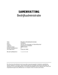 Samenvatting: Brugboek bedrijfsadministratie