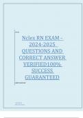 Nclex RN EXAM - 2024-2025  QUESTIONS AND CORRECT ANSWER VERIFIED 100% SUCCESS GUARANTEED