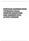 PORTAGE LEARNING BIOD  152 Module 3 Exam  VERIFIED QUESTIONS  AND ANSWERS 2023  LATEST VERSION